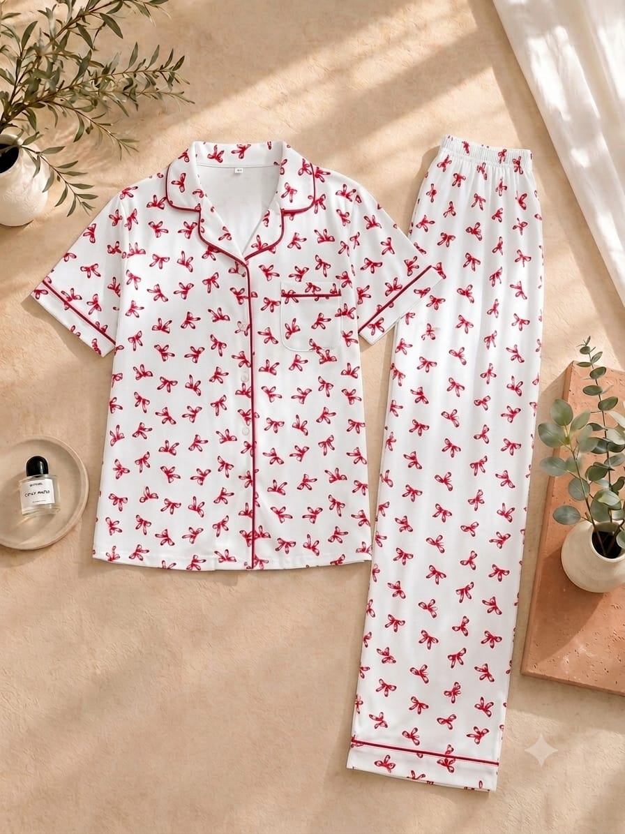 Ribbon collection short sleeves 🎀 White/Red