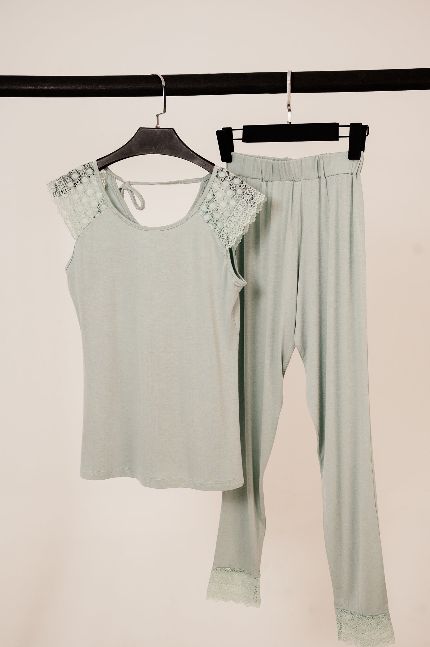 Lace shoulder PJ set